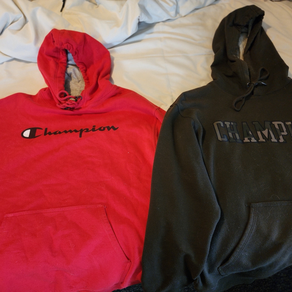 Champion Men's Red and Olive Green Sweaters